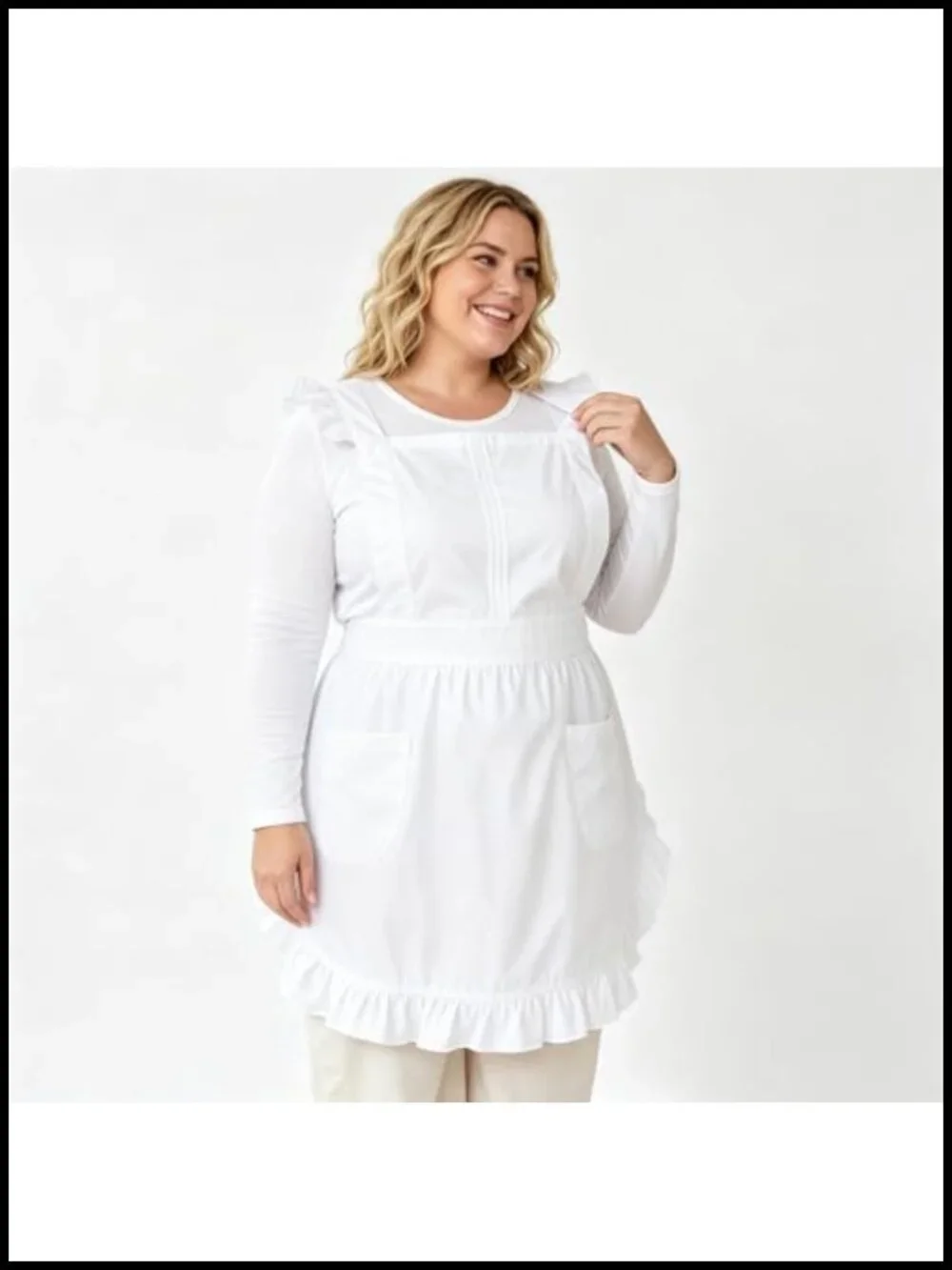 Retro Cotton Kitchen Apron with Cross Back Ties and Pockets